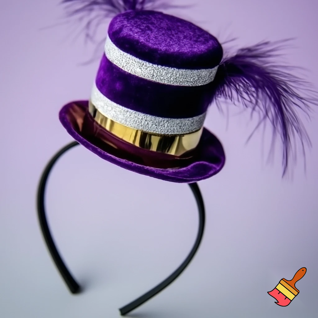 Easter bunny top hat headband, purple and white gold and silver top hat black purple dark purple