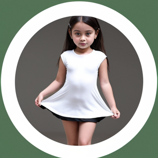 5岁女孩穿白色紧身衣，紧身衣布满大号镂空圈