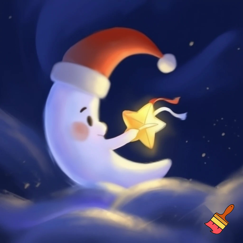 Star and moon christmas cartoon