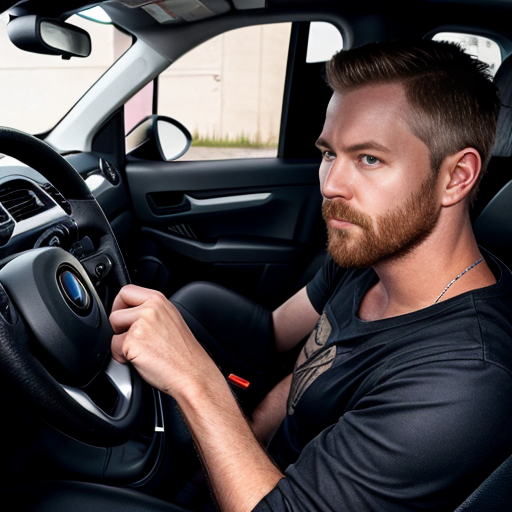 Blaidd from Elden Ring driving a Geo Metro convertible 