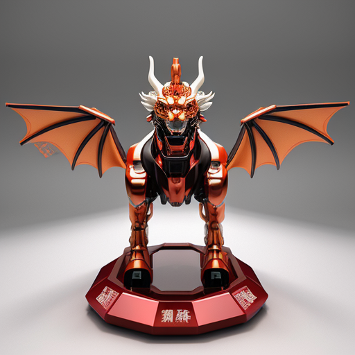 Chinese mythology mecha toy, combination of five divine beasts: dragon, turtle, tiger, phoenix, qilin. Glossy PVC plastic机甲 figure, shiny reflective surface, mechanical details, joints, armor plates, bright studio lighting, isolated white background, 3d render, product photography, highly detailed.