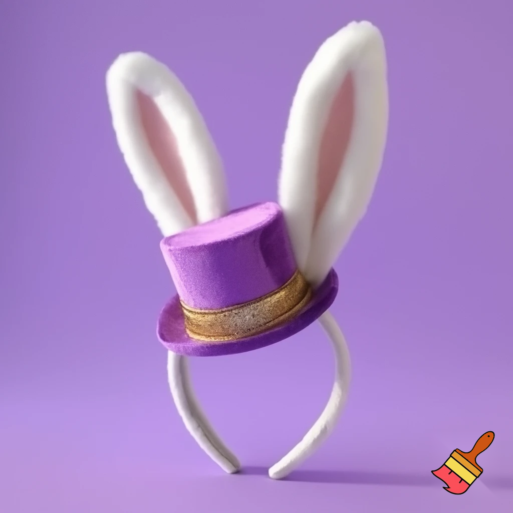  Purple and white Easter bunny headband top hat headband with gold