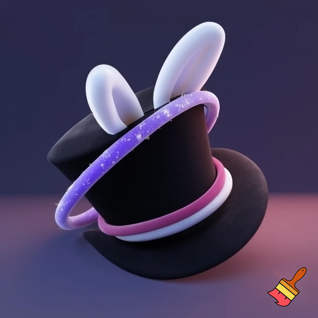 Black top hat with bunny ears velvet white and purple purple and white headband fabric and velvet glitter, purple and pink special present true special and delicate velvet pink and purple