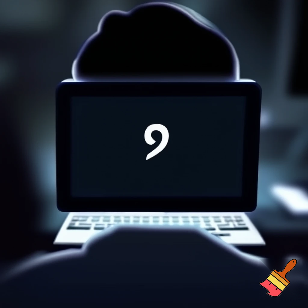 a person typing a comma on a computer, the cammera shows the back of their head and the screen with a comma on it
