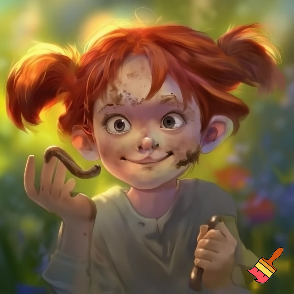 Red head 11 year old eating worms 