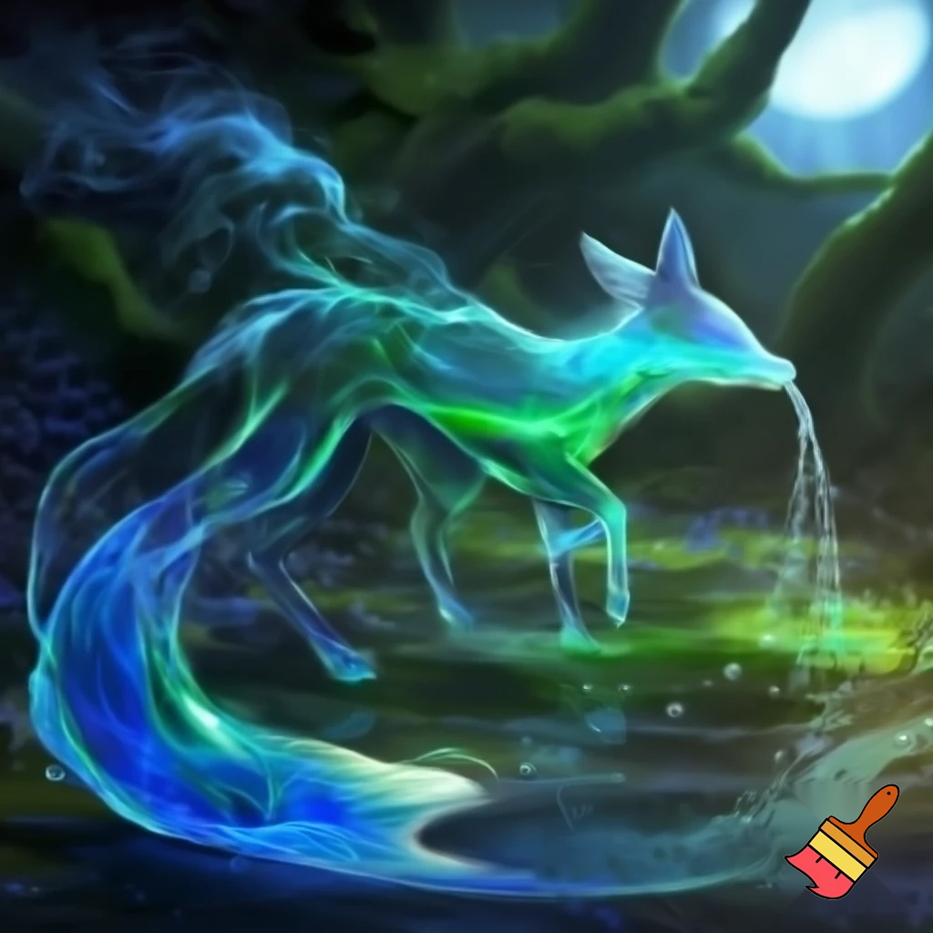 fantasy fox made out of water