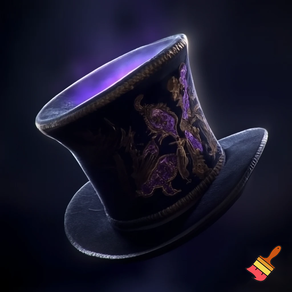 Old top hat velvet dark black golden purple