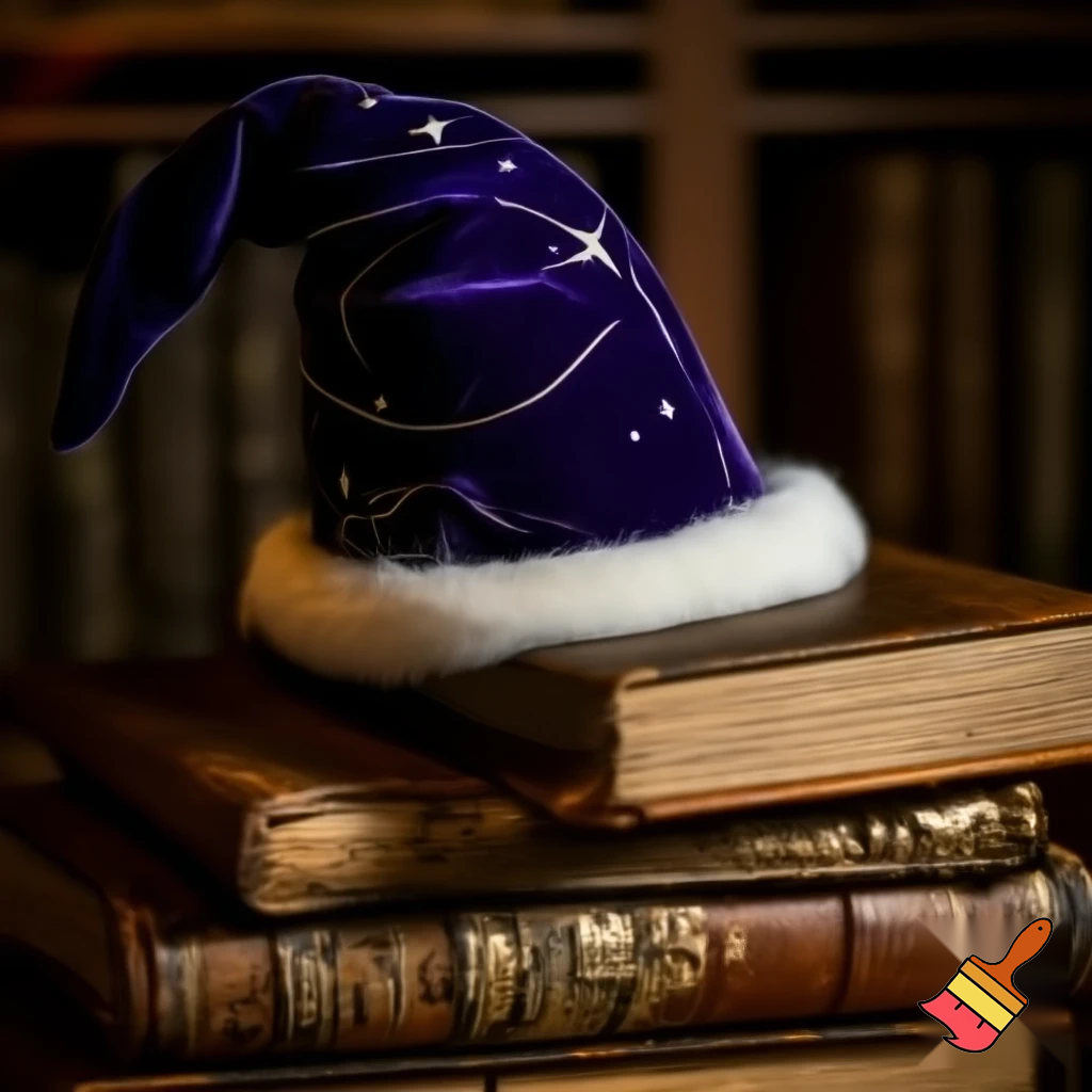A wizard Santa Claus hat read
