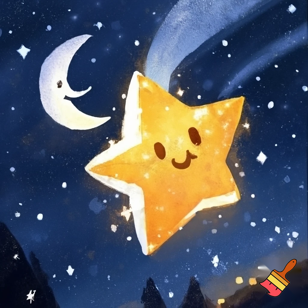 Star and the moon christmas cartoon