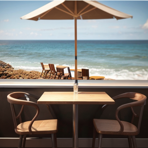 create me a piece of art for a cafe by the seaside
