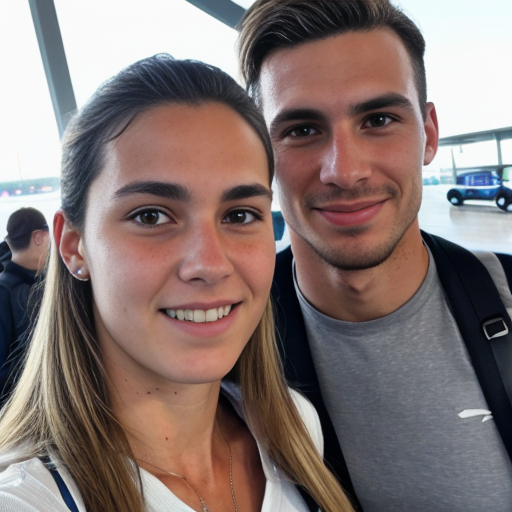 Goretzka and Vanessa at the airport 
