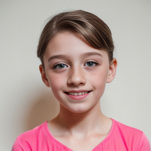 A 12 year old doing ballet (female) dark brown hair and Hazel/brownish eyes and singing too with pink clothes a beauty spot above the mouth and very light brown freckles 