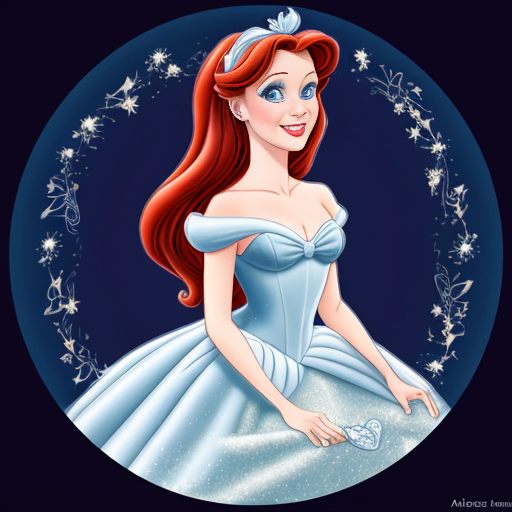 a mix with cinderella and ariel as 1 person