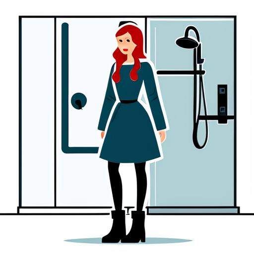girl teen winter, a showers in red water, standing