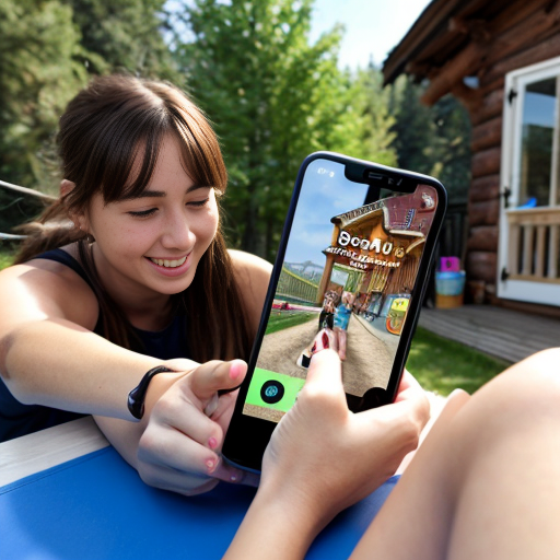 Goretzka play game on apple phone and Vanessa play game on apple phone at the summer house 