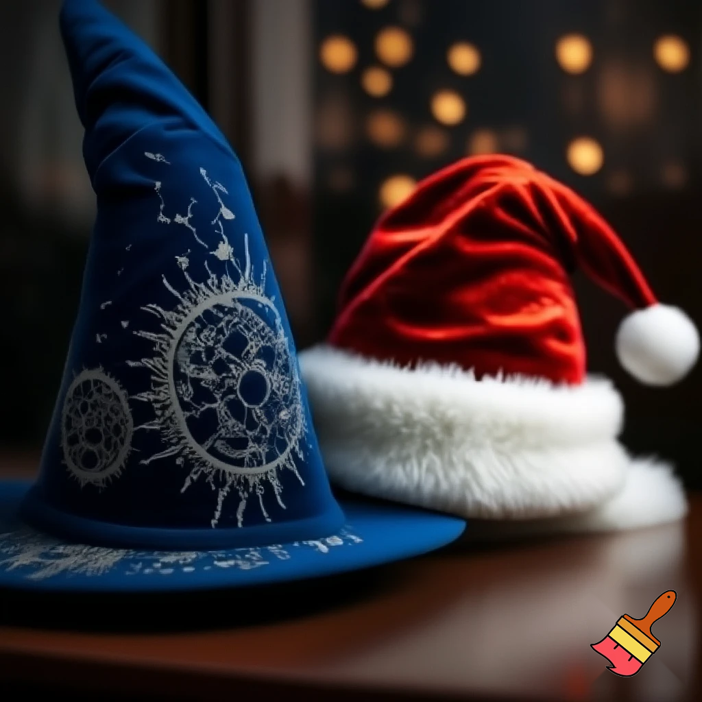 Christmas wizard hat written and velvet Santa Claus hat