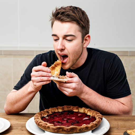 man eating pie
