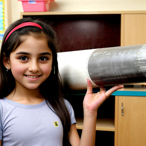 iranian elementary school girls holding a 6 foot long missile 