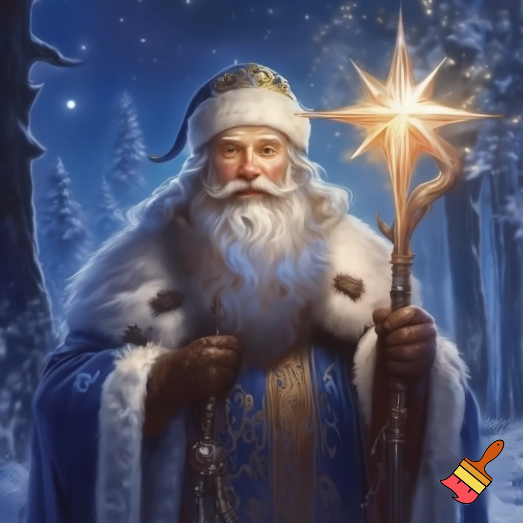 Russian Santa Claus book stick star walking stick