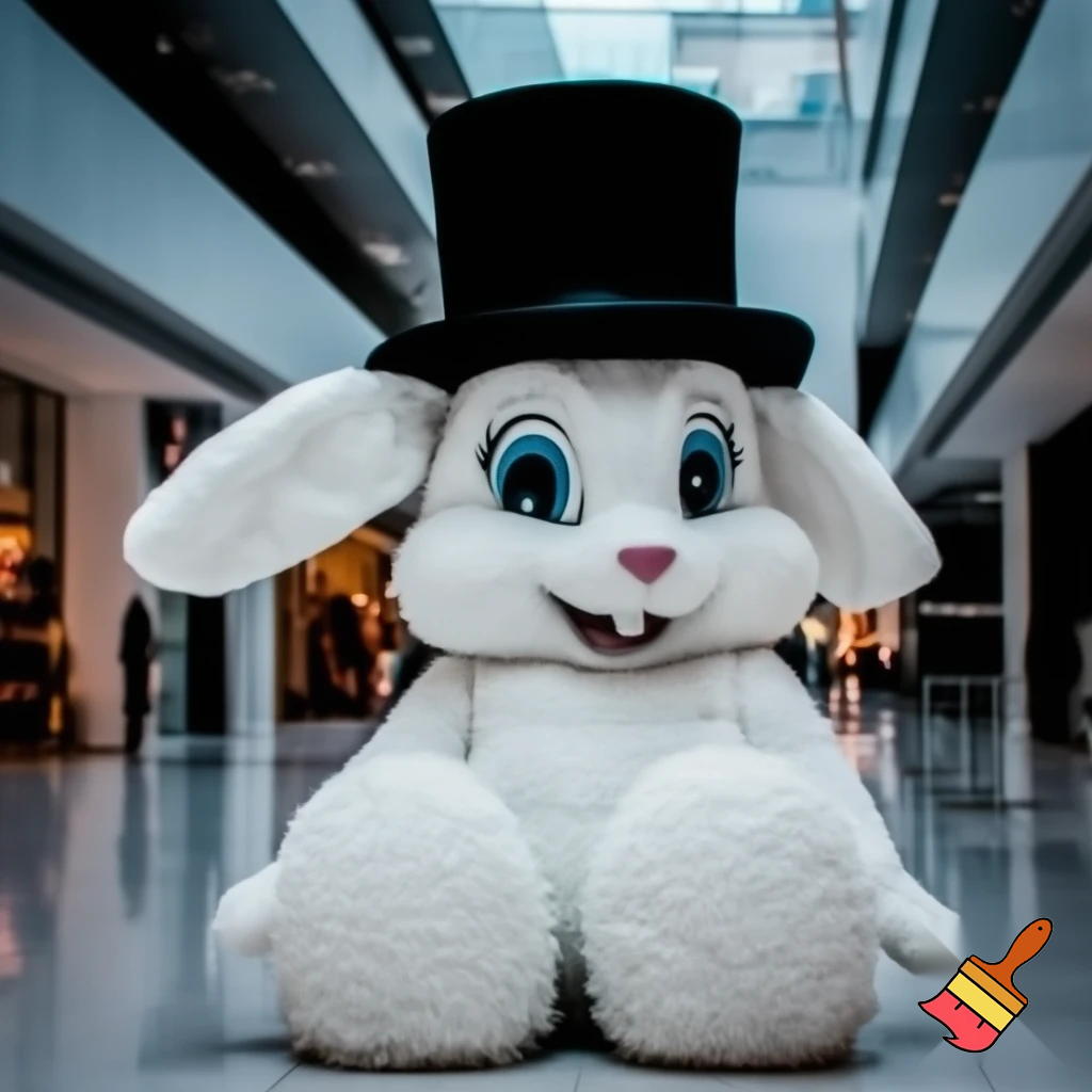 Mascot costume, Easter bunny top hat special top hat falcon gate shopping centre