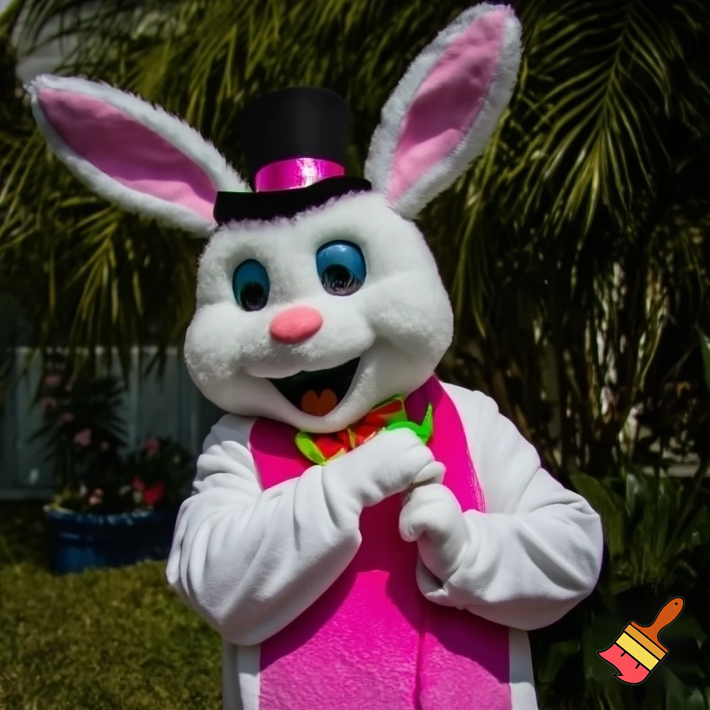 Easter bunny mascot costume top hat Easter only sells house