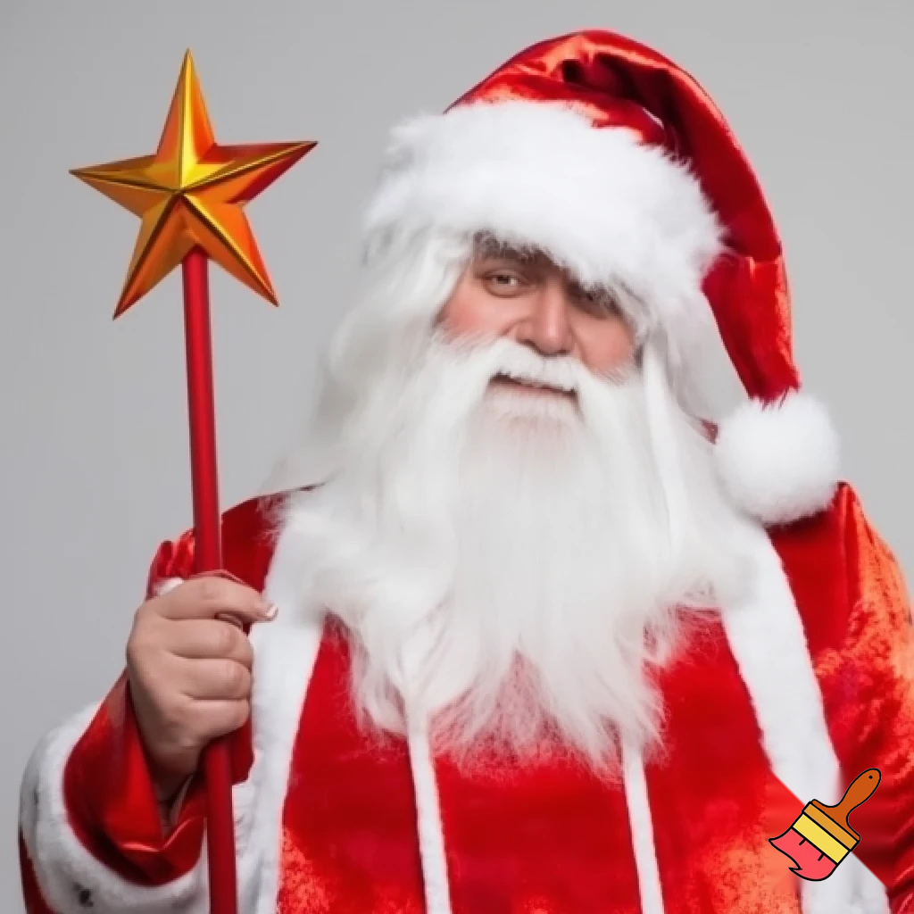 Russian Santa Claus magic one staff walking stick with a star real Santa Claus, Santa Claus