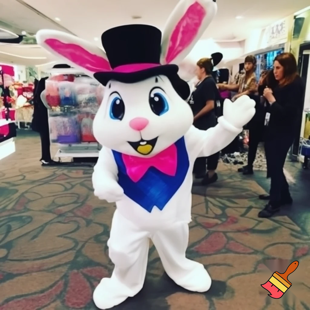 Easter bunny mascot costume shopping Centre top hat Luna Park Sydney special special Easter bunny