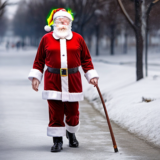 Santa Claus, Russia walking stick with a star real person