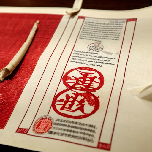 A scroll with seven red seals on it
