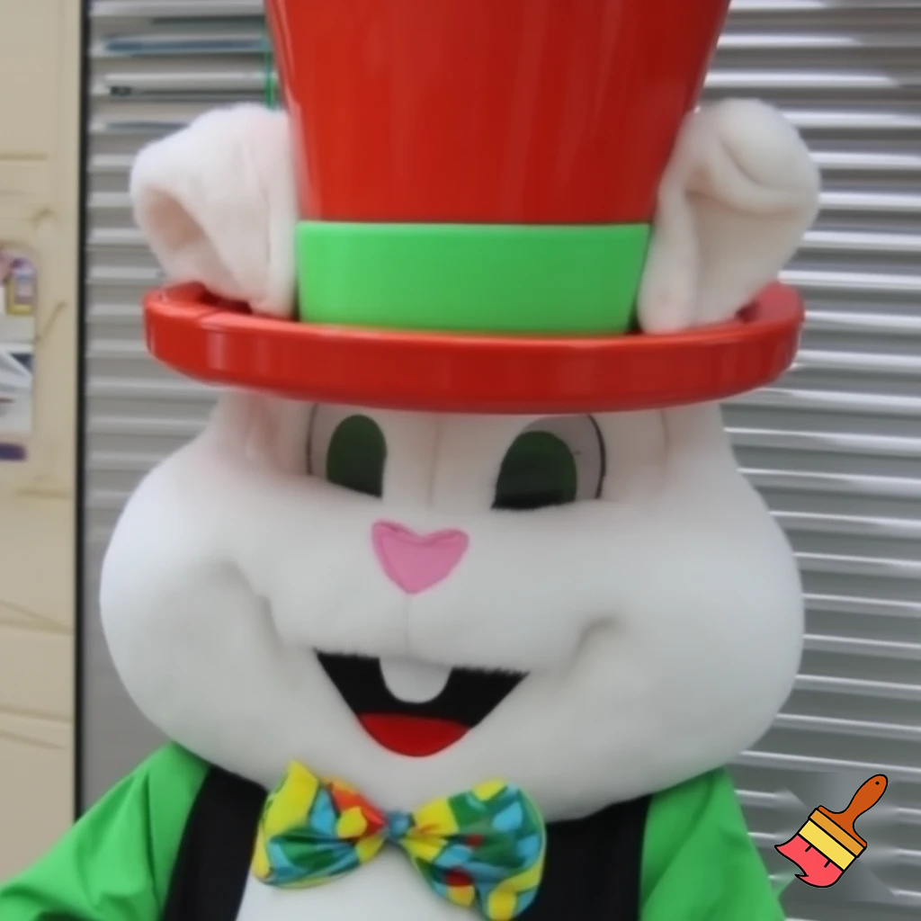 Easter bunny mascot costume shopping Centre top hat Luna Park Sydney
