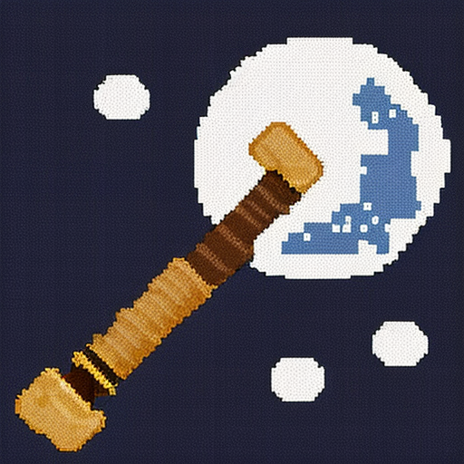 create a pixel hammer with a moon arua