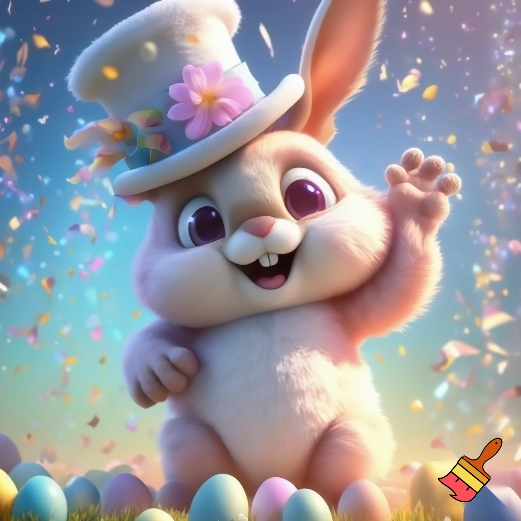 Easter bunny mascot top hat costume big giant enormous surprise