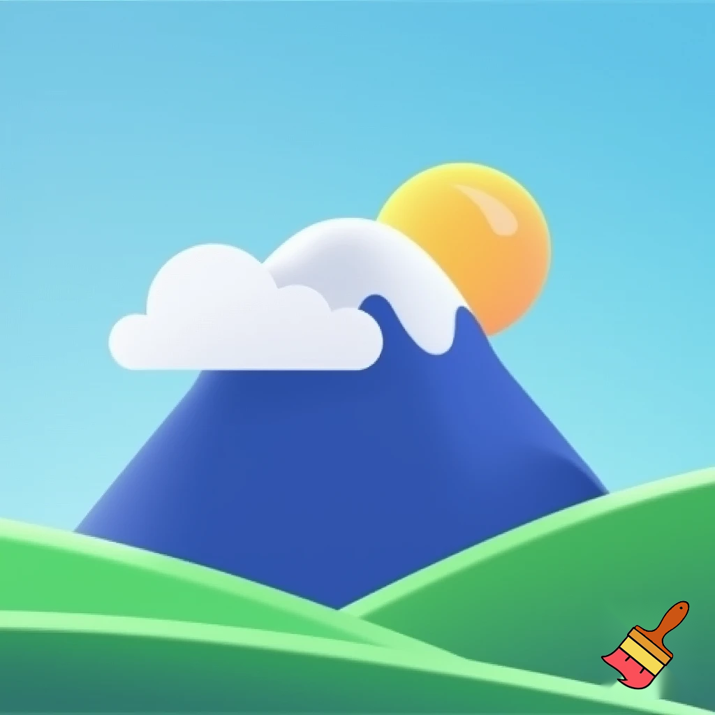 single icon of mountain in cartoon style 