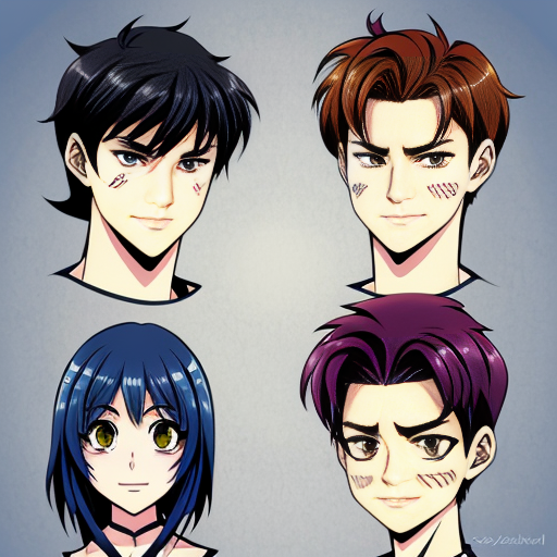  individual head shots of the different main characters from the book the outsiders, in the style of line drawings