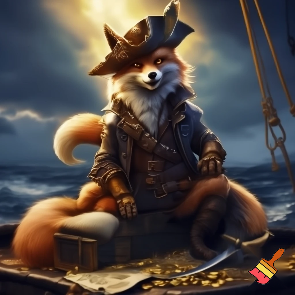 Fantasi pirat ræv der sidder ned