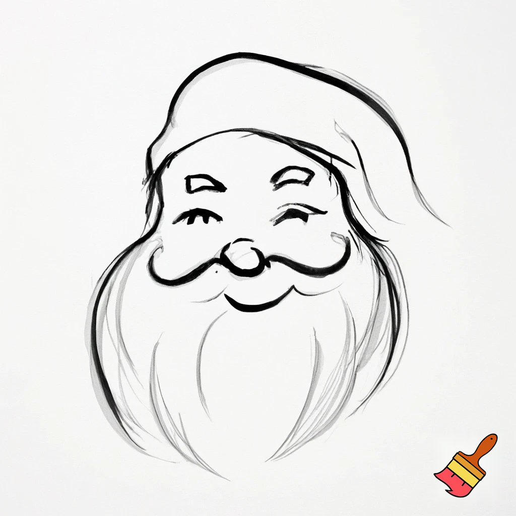 santa face line sketch