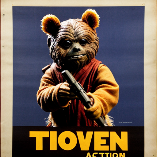 Ewok poster to advertise a ewok action figure
