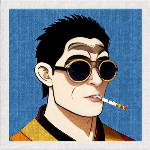 master oogway. smoking a cig with pixelated. sunglasses on