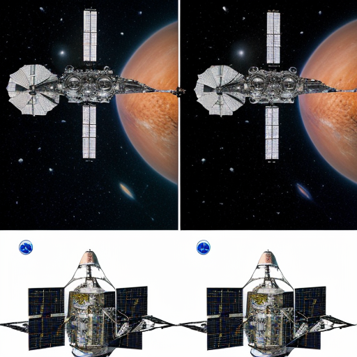 Mostrare l’astronave dall’esterno nello spazio profondo, includendo **due viste nella stessa immagine** (ad esempio vista a tre quarti e vista laterale o dall’alto).  
> L’astronave deve apparire piccola e agile, con fusoliera aerodinamica, propulsori posteriori luminosi, antenne e dettagli funzionali, finestrini panoramici.  
> Illuminazione cinematografica, riflessi realistici sulla scocca, stelle e un pianeta sullo sfondo per dare scala, resa ultra-dettagliata, qualità 4K.