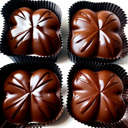 four square-shaped chocolate pieces off of  a chocolate bar