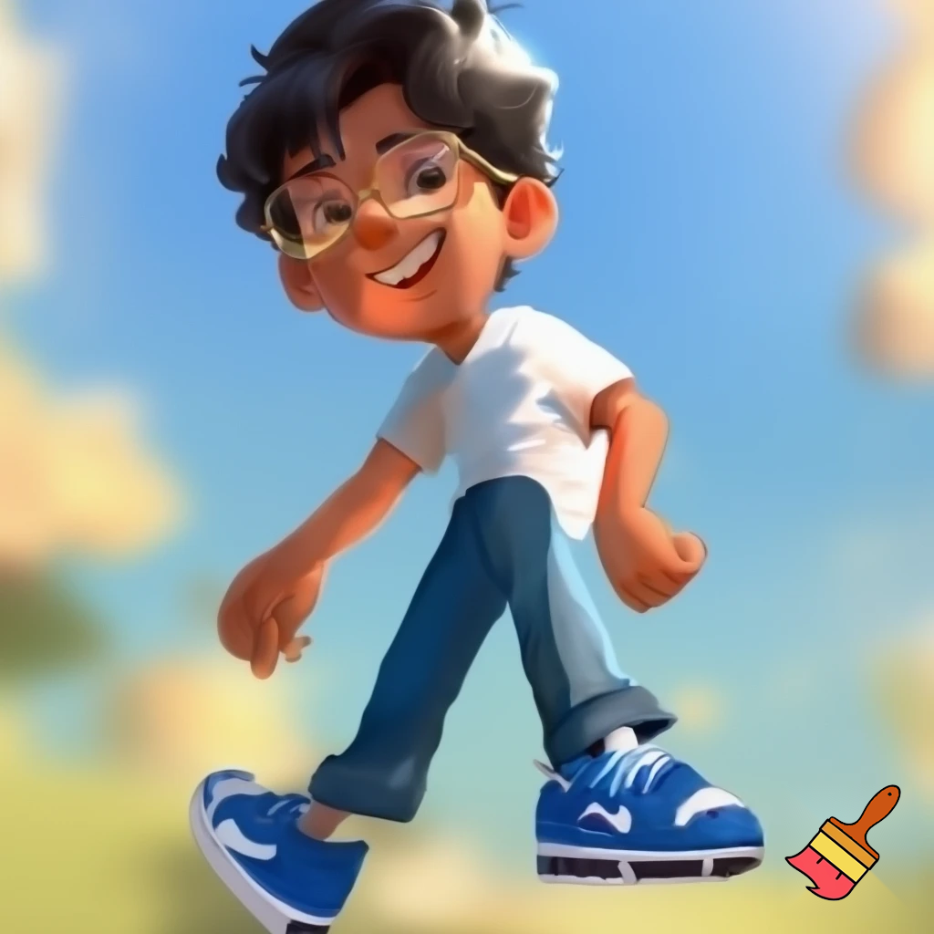a boy standig he has a white skin coulor and black short hair he has bleu geans and a white bloes and bleu airmax shoes and he is whereing gold glasses and he is 12 years old and his hair is fully black and he is a bit taller and his skin is super light brown and he is super tall and looks happy and he is super tall

