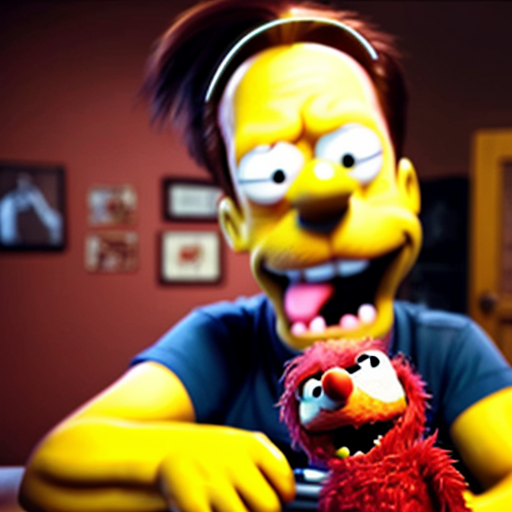homer Simpson vs Elmo with gun