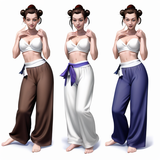 90's disney's 2d aladdin style comic black background and panels of panel 1 brown haired chun li with brown harem pants and blue bra and white sash and white curved slippers with both hand palms place together and hiding the bottom of her mouth with a blue veil wrapped around her arms and shoulders. 
panel 2 she danced with brown harem pants and blue bra and white sash and white curved slippers with blue veil wrapped around her arms and shouldersand raising legs and bounced up and down her belly and shook her hips left and right. 
panel 3 as brown haired chun li with brown harem pants and blue bra and white sash and white curved slippers with blue veil wrapped around her arms and shoulders spreading her arms, happily revealing her face to the viewer and giving a smile as she turns around shook her butt left and right. 
Panel 4 as brown haired chun li with brown harem pants and blue bra and white sash and white curved slippers with blue veil wrapped around her arms and shoulders started to fading away , except her belly, which is bouncing around. 
Panel 5 then the ball transforms into the fading in belly of black haired juri han with cone shaped hair buns barefoot with white harem pants and dark purple bra and black sash and with dark purple veil wrapped around her arms and shoulders with her swaying her hips. 
Panel 6 black haired juri han barefoot with cone shaped hair buns with white harem pants and dark purple bra and with dark purple veil wrapped around her arms and shoulders