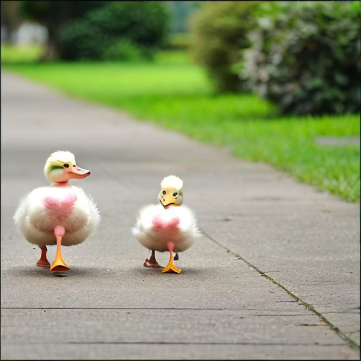Today, pink duckling, blue duckling, green duckling are walking alone without mommy duck.