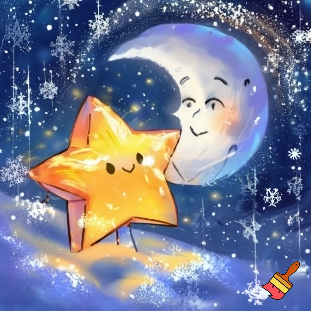 Star and the moon christmas cartoon