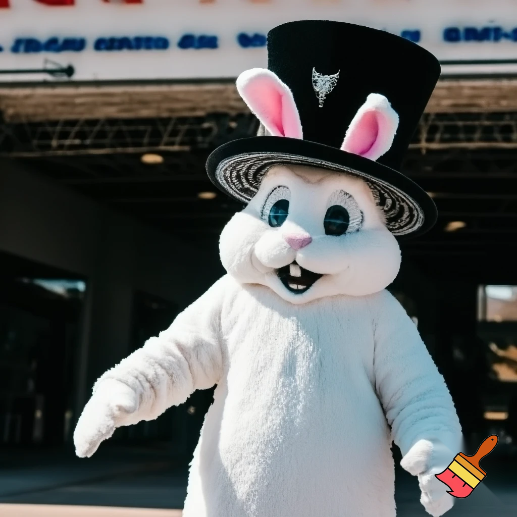 Mascot costume, Easter bunny top hat special top hat falcon gate trucking Centre