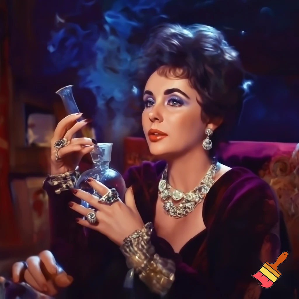 Elizabeth Taylor smoking a bong with Julie andrews