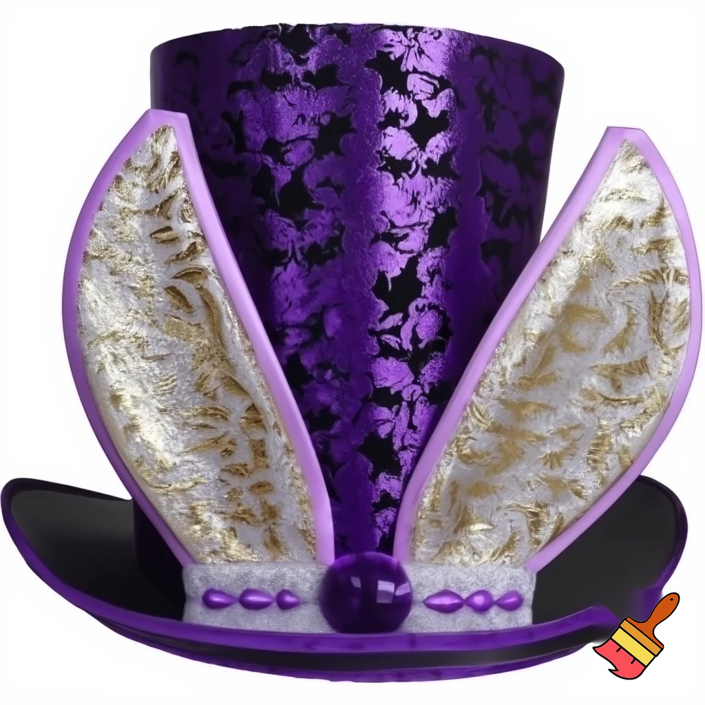 Easter bunny top hat headband, purple and white gold and silver top hat black purple dark purple special hat in delicate purple white, purple and white gold