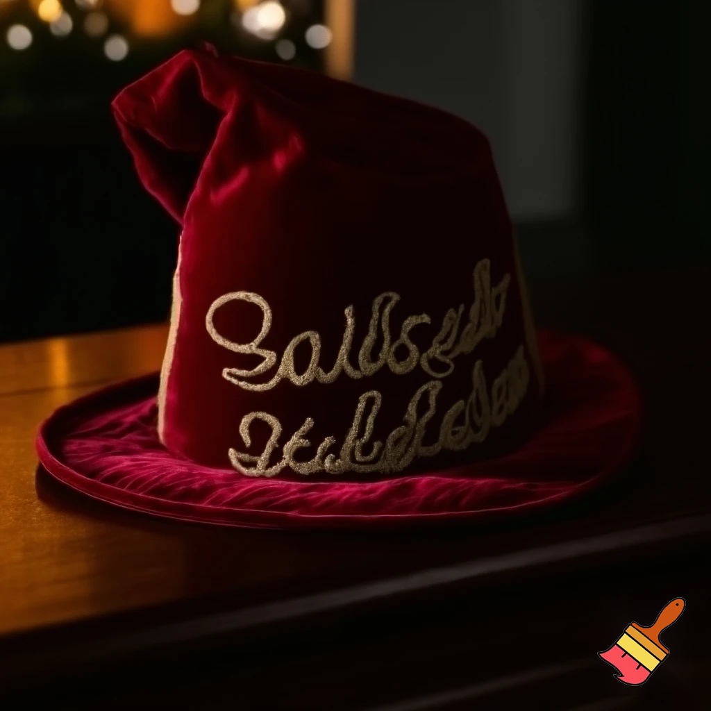 Christmas wizard hat written and velvet