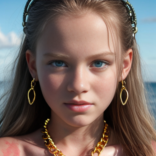 a mermaid teen girl chained with magical gold chains by an evil witch, middle school,